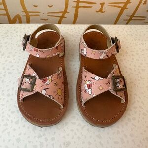 Young Soles SONNY SANDAL SNOOPY SUN PRINT PINK LEATHER EU 24/UK 7/US 8.5